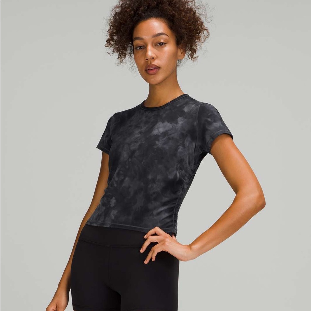 Lululemon NWT All It Takes Short Sleeve Diamond Dye Graphite Grey Sz 8